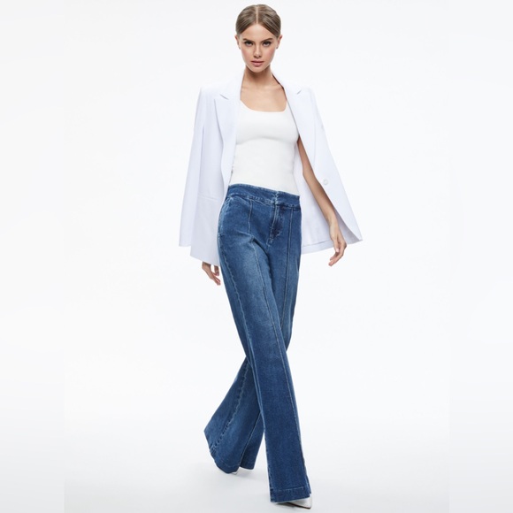 Alice + Olivia Dylan wide leg flare denim jeans 26 - Picture 4 of 16
